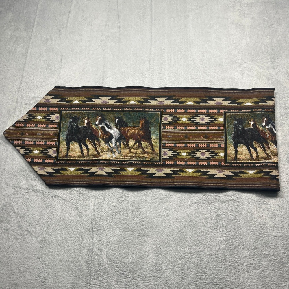 C. Cummings Table Runner Brown Southwestern Wild Horse Tapestry 68x13